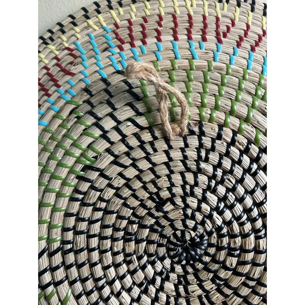 Handcrafted Coiled Woven Wall Basket Tray | Fiber Art Decorative Basket |
